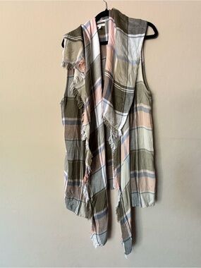 Maurices Plaid Cozy Rayon Sweater Vest Summer Cover Up Festival Vacation